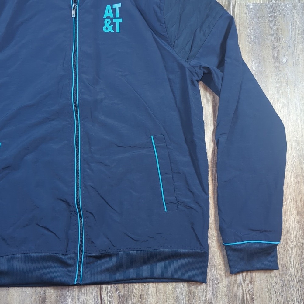 AT&T Jacket Mens Medium Tall Blue Work Uniform Anthony Bomber Windbreaker Work - Picture 3 of 12